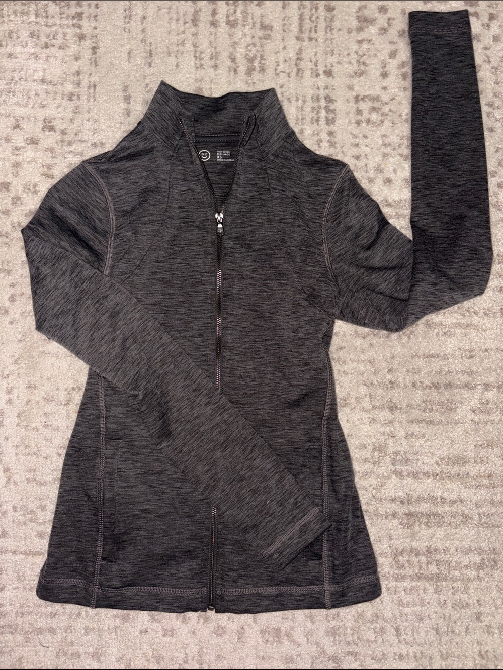 Gilly Hicks Heathered Dark Gray Zip-Front Performance Jacket